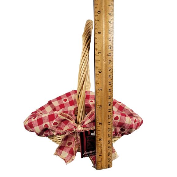 Vintage Homespun Creations Decorative Basket, Red Heart Checkered Liner Country - Picture 3 of 11